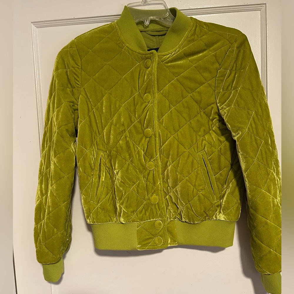 7 For All Mankind Chartreuse Bomber Jacket